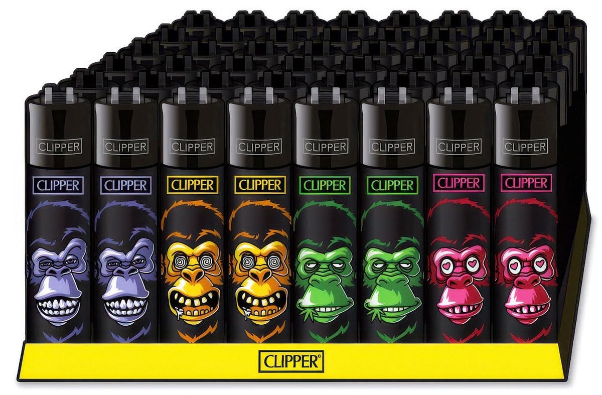 Clipper Classic Large Aanstekers "Monkeys" (4 stuks)