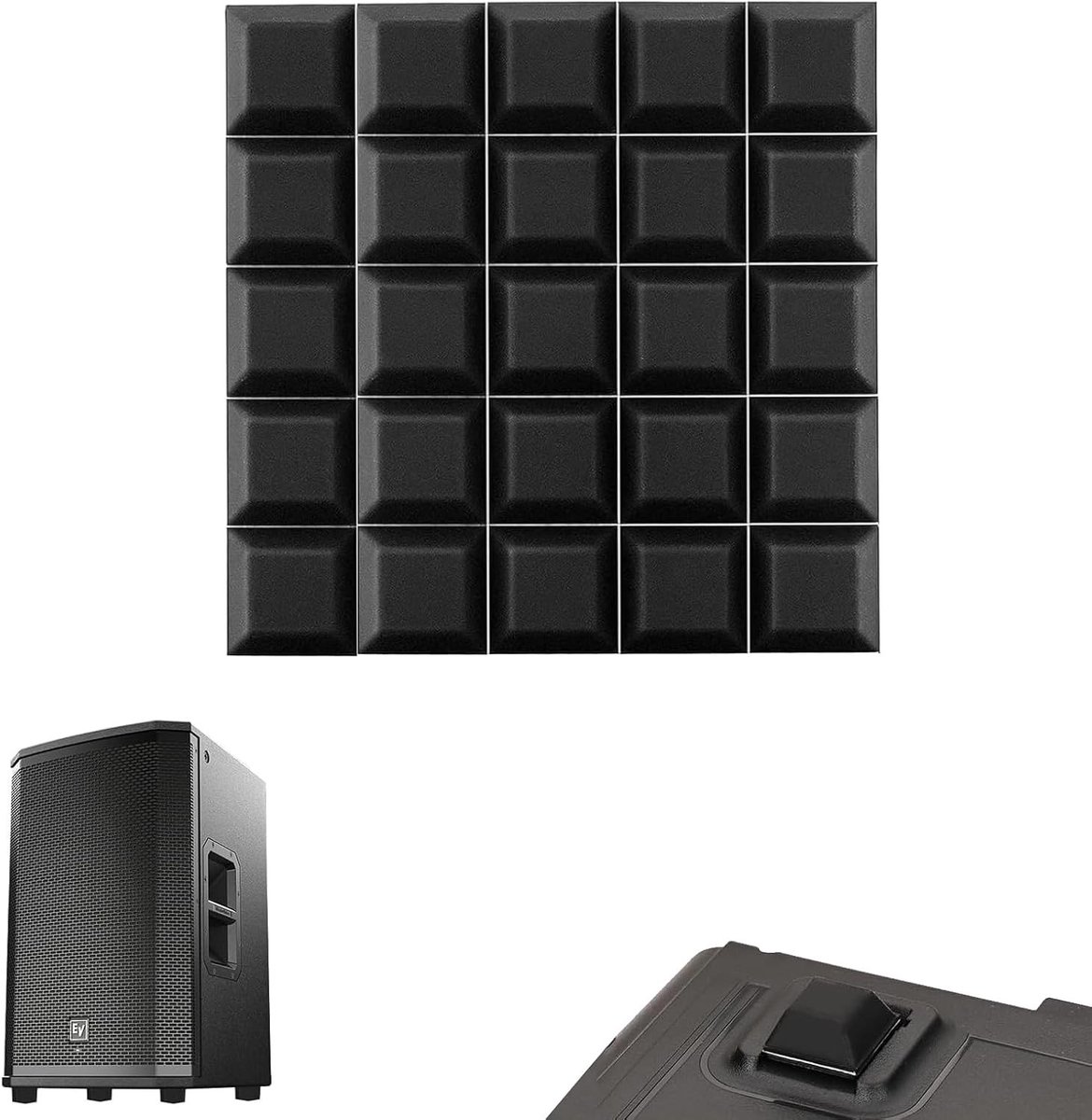 Set van 25 Zelfklevende Rubber Dempers 20 x 20 x 8 mm Zwart Antislip Pads voor Meubels, Deuren en Apparaten