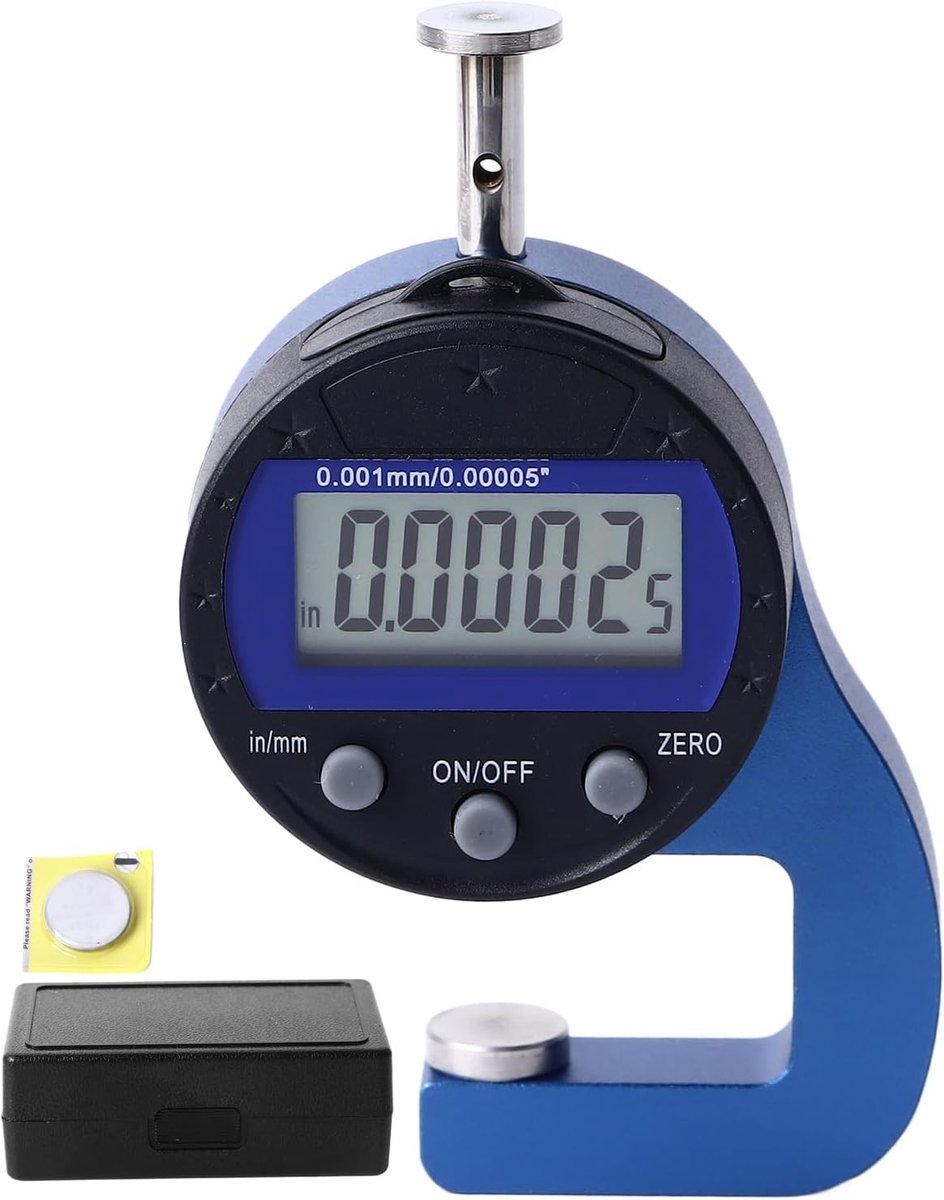 Digitale Dikte Meter met 0.001 Mm Resolutie, Eenvoudig Af te Lezen, Precisie Dikte Meting en Elektronische Dial Functie