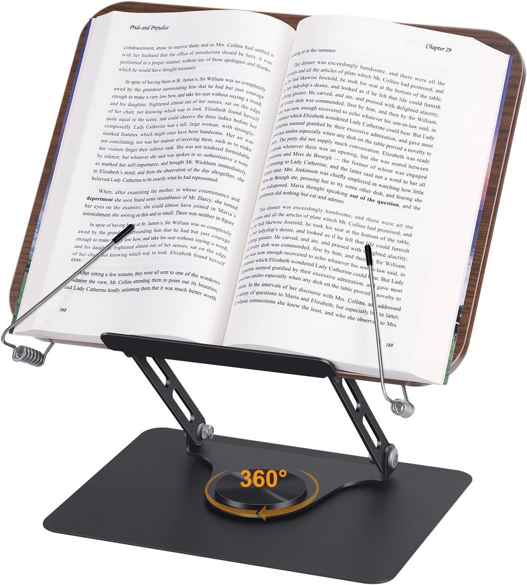 Verstelbare Boekenstandaard voor Lezen, Draaibaar en Opvouwbaar, Ideaal voor Kantoor, Keuken en School, Geschikt voor Boeken, Recepten en Tijdschriften