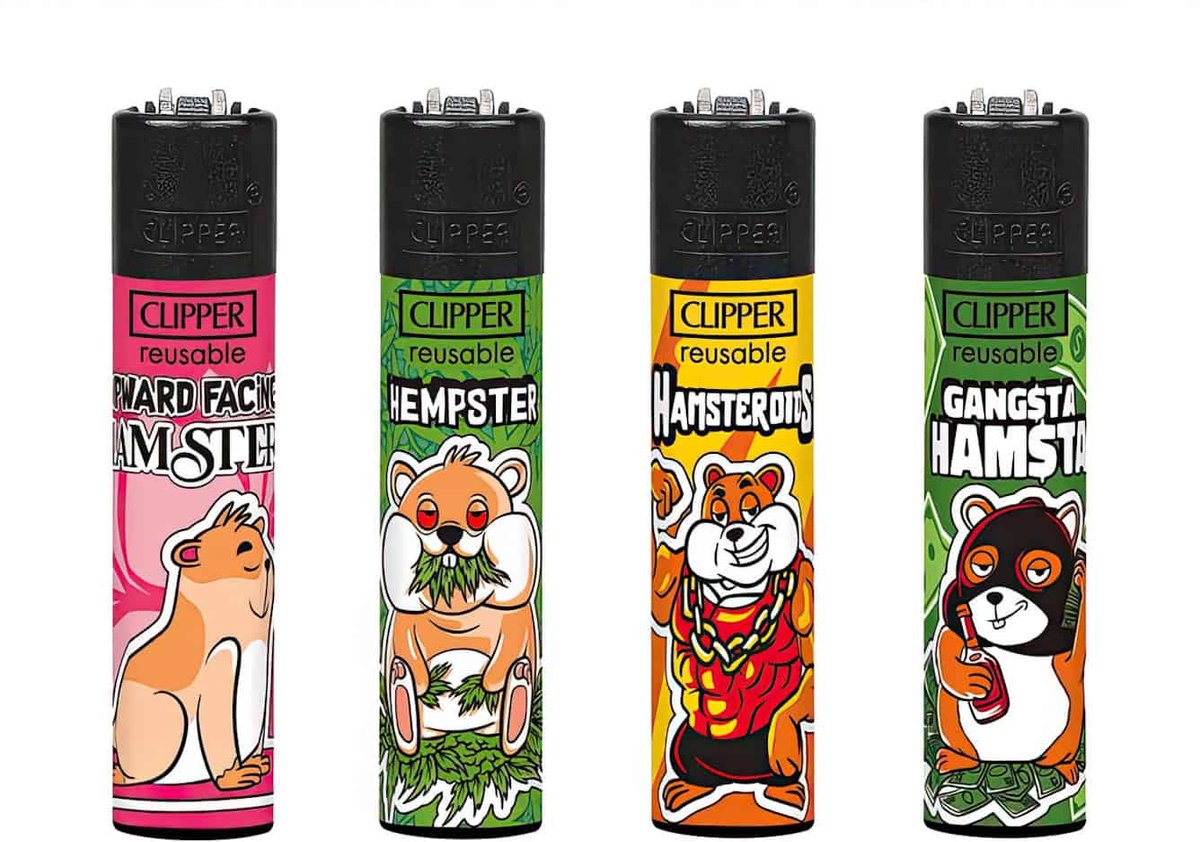 Clipper Classic Large Aanstekers "Hamster" (4 Stuks)