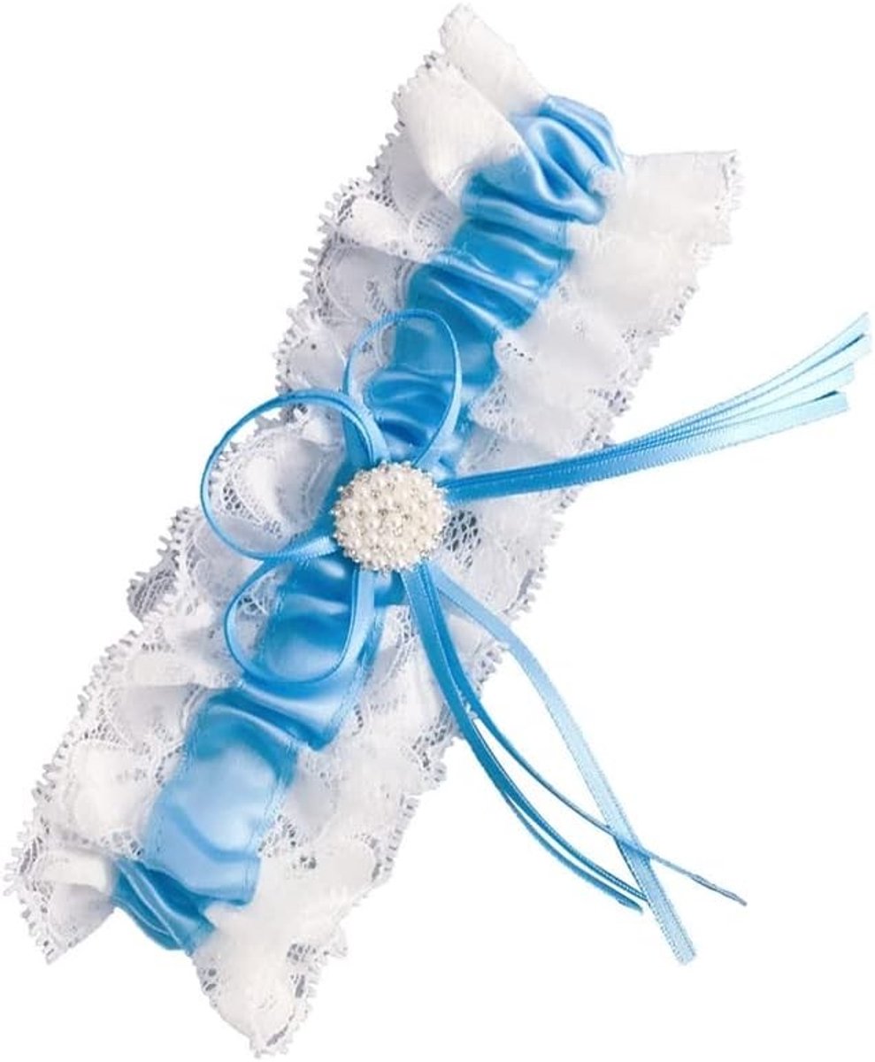 Elegante Bruidsband met Parels, Strik en Kant - Witte Rimpel Garter voor Bruidsaccessoires, Perfect als Bruidsgift en voor de Grote Dag