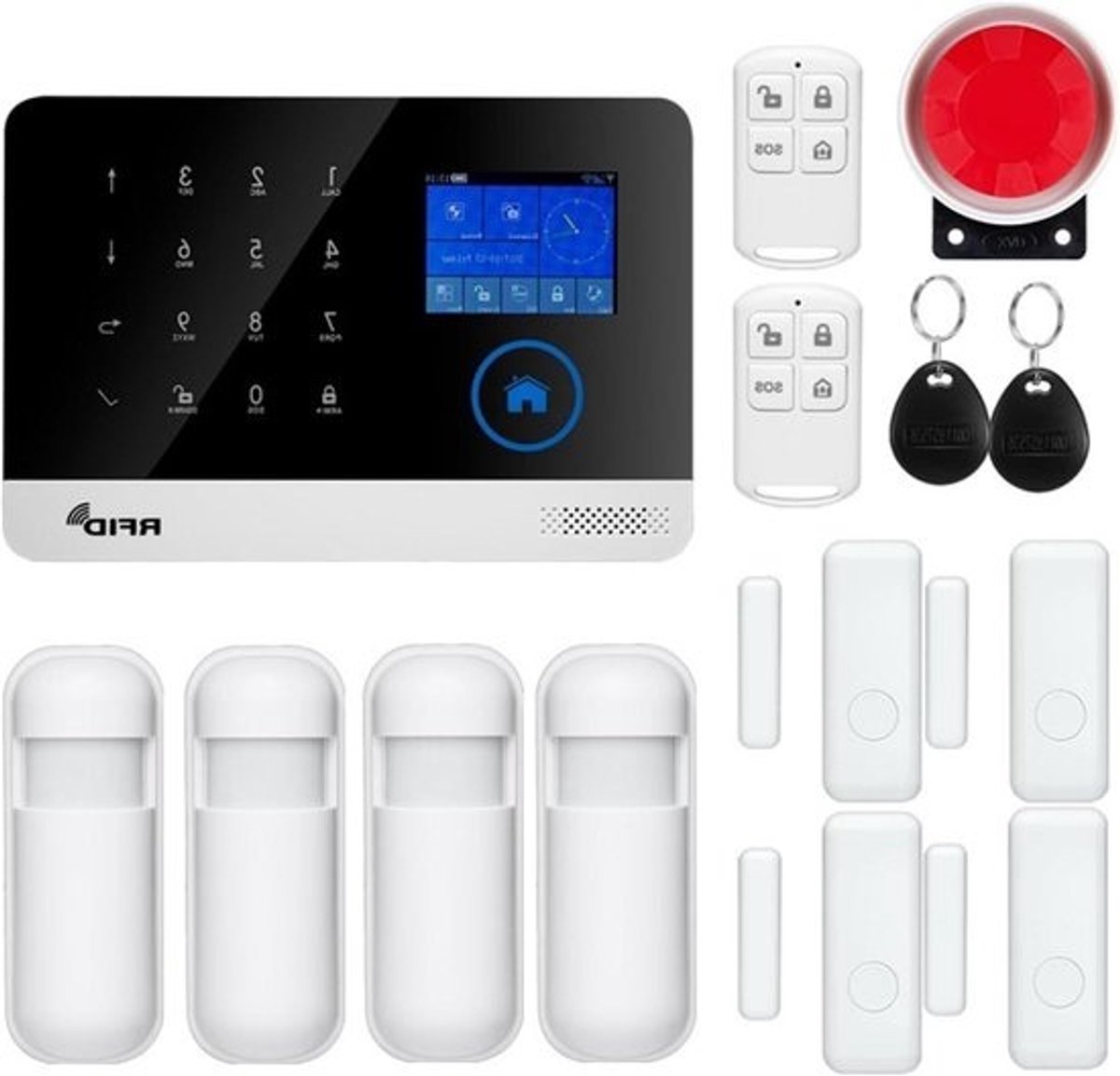 Smart Alarm Systeem - Inbraakbeveiliging Kit - Huis Beveiligen - APP Afstandsbediening - 16.5 cm - Zwart