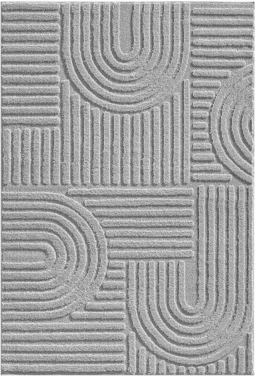 Dutch XXL Japandi Vloerkleed | Tapijt | Art | Geometrisch | Zilver | 280x370 cm