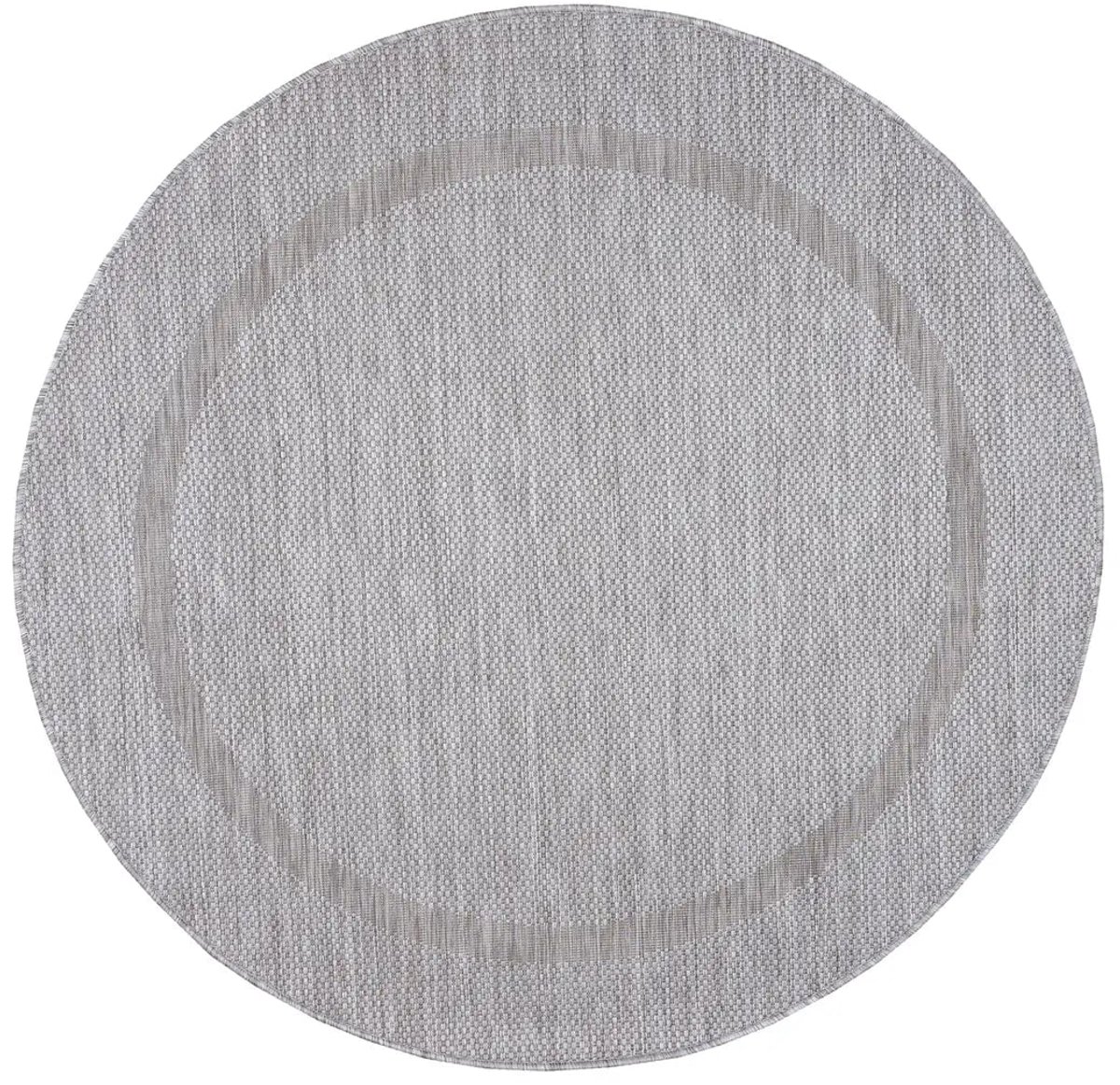 Dutch XXL Rond Buitenkleed | Relax | Kader | Zilver | 200x200 cm | Buitentapijt | Tuintapijt