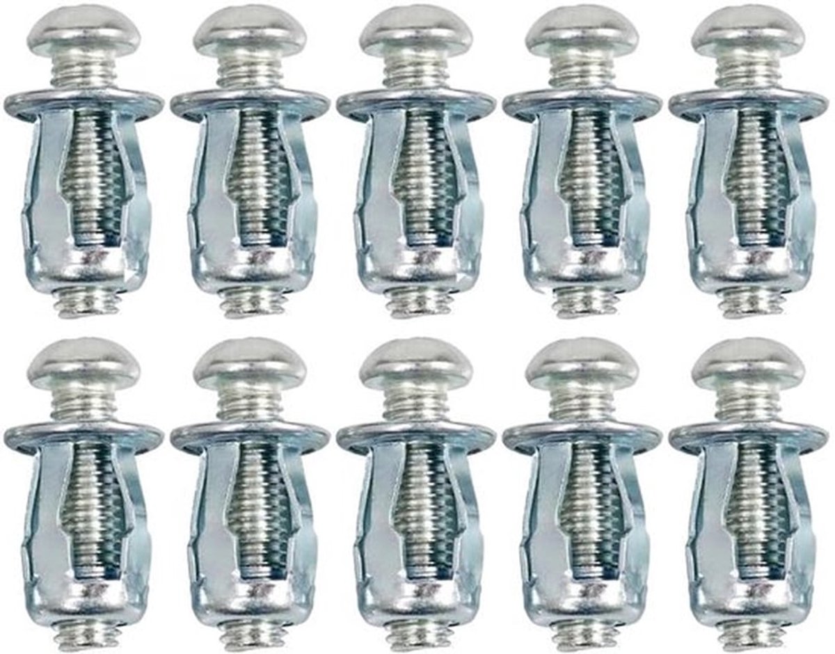 Holle metalen holteankers, 10 stuks M6 extra korte holle muurankers, holle deurbevestigingen voor 0-5 mm deurwand, aluminiumplaat, ijzeren plaat, houten plank (25 mm)