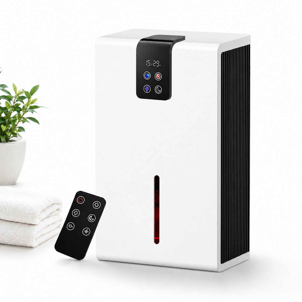 Luchtontvochtiger - Elektrisch - 2800 ml - Stil - Tot 50 m² - Met afstandsbediening - Slaapkamer - Badkamer - Kelder - Tegen schimmel - 21*14*35cm - Wit