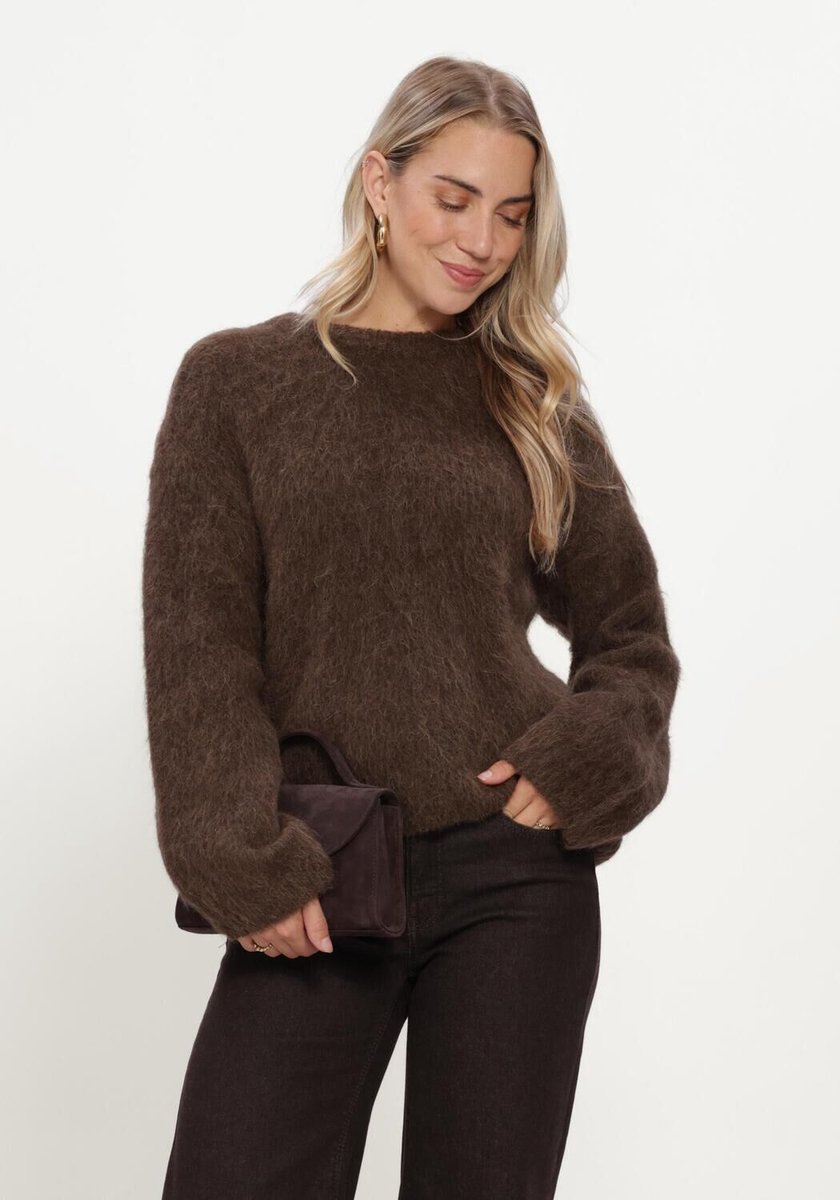 Object Objharry L/s Lo Knit Pullover Noos Truien & vesten Dames - Sweater - Hoodie - Vest- Bruin - Maat S
