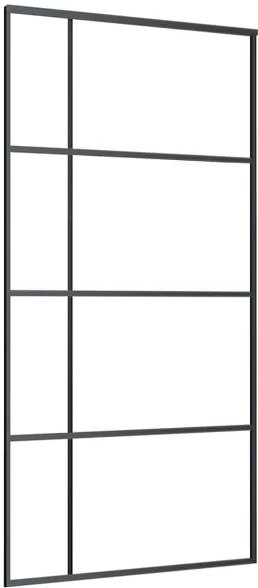 Schuifdeur Glas - Aluminium Frame - Mat Zwart 102,5x205 cm