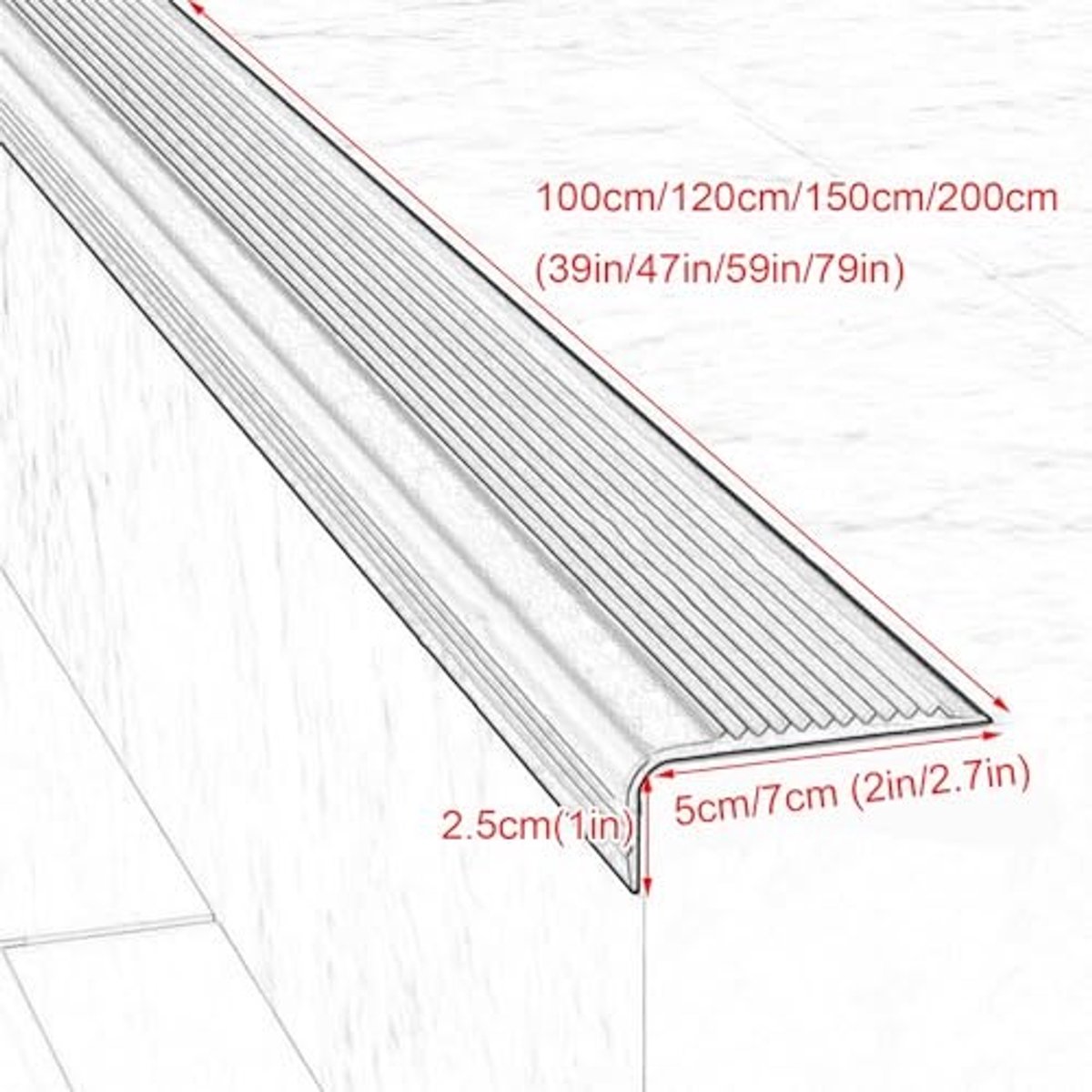 Antislip traprand - Zelfklevende PVC strip - 5 cm breed