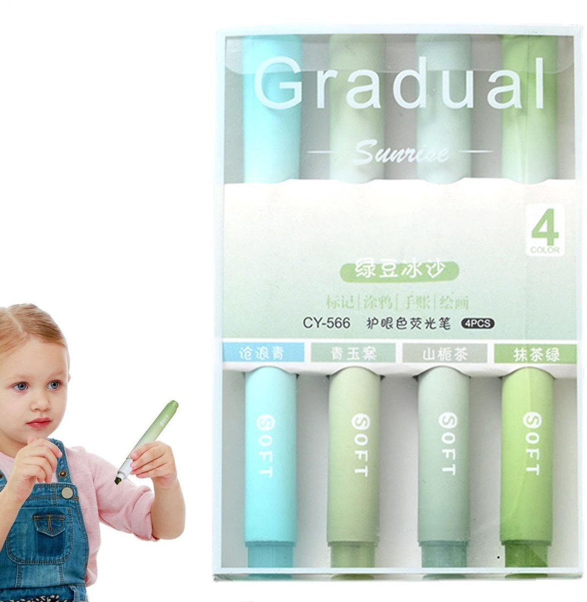Pastel markeerstiften - Set van 4 kleuren