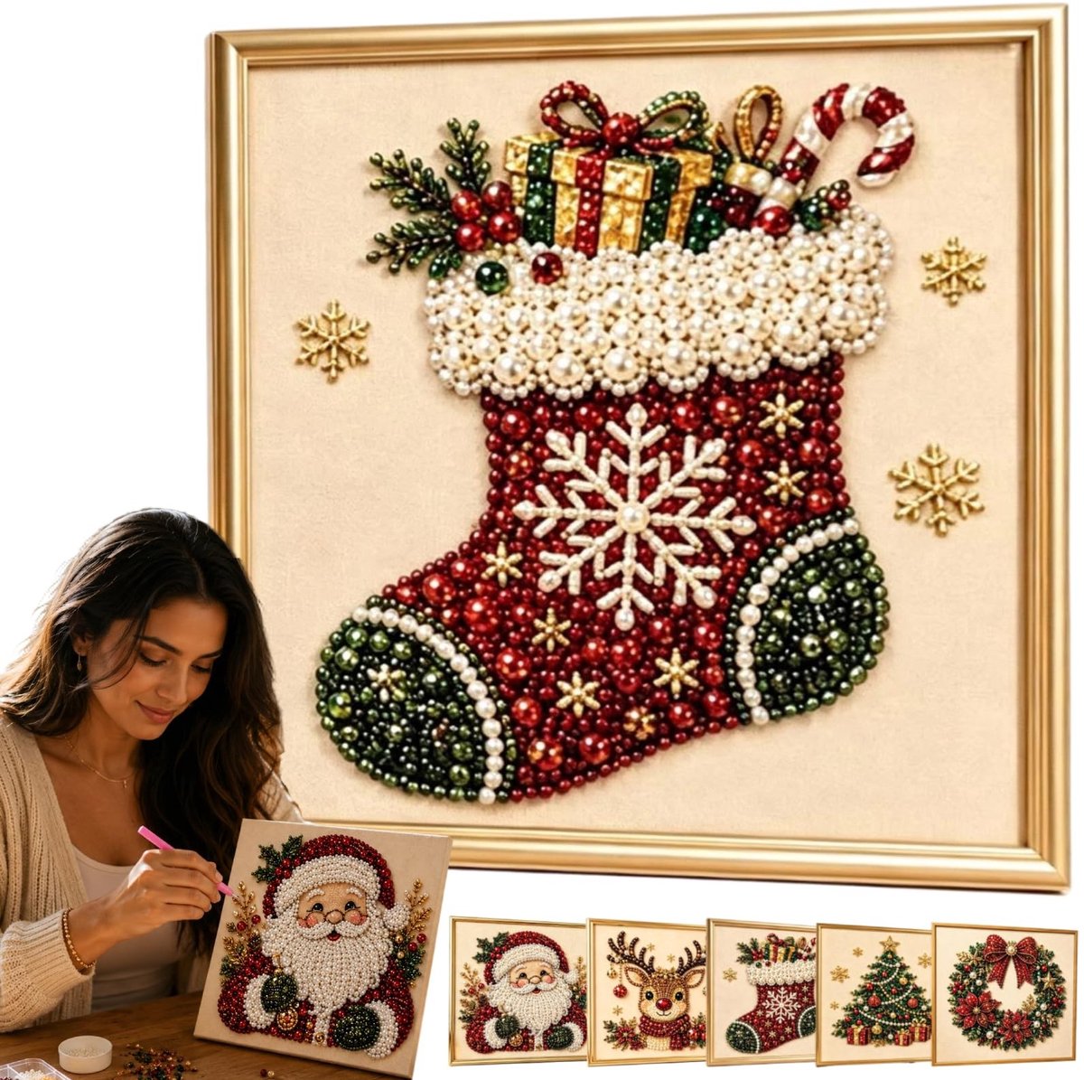 DIY Kerstparel Diamant Verf Kunst Kit - Muurdecoratie voor Beginners