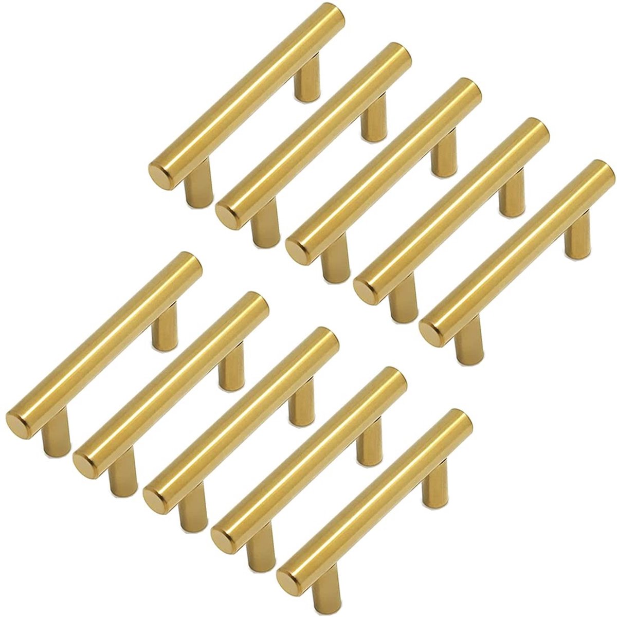 Set van 10 Keukenhandgrepen - Gouden met 64 mm Afstand