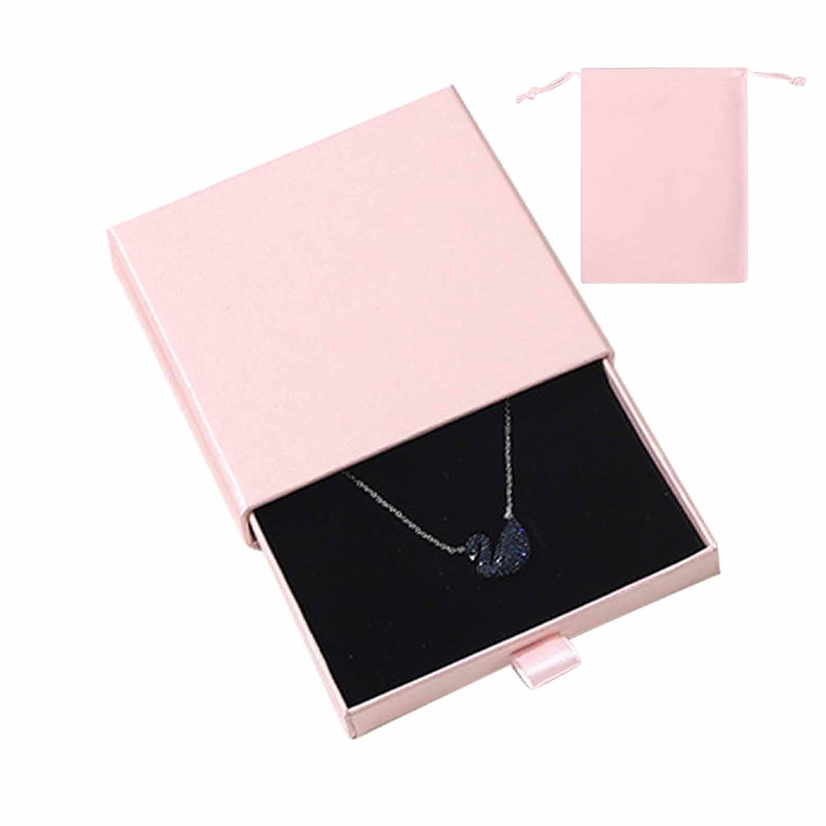 Sieraden geschenkdoos - Roze fluwelen zakje - Compacte organizer