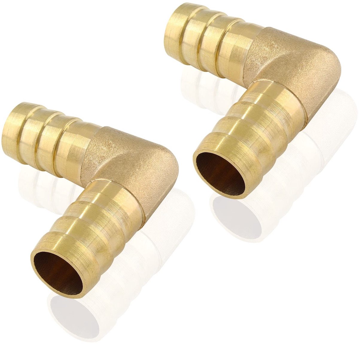 2 Pack Messing Slangfitting - 90 Graden L-vormig