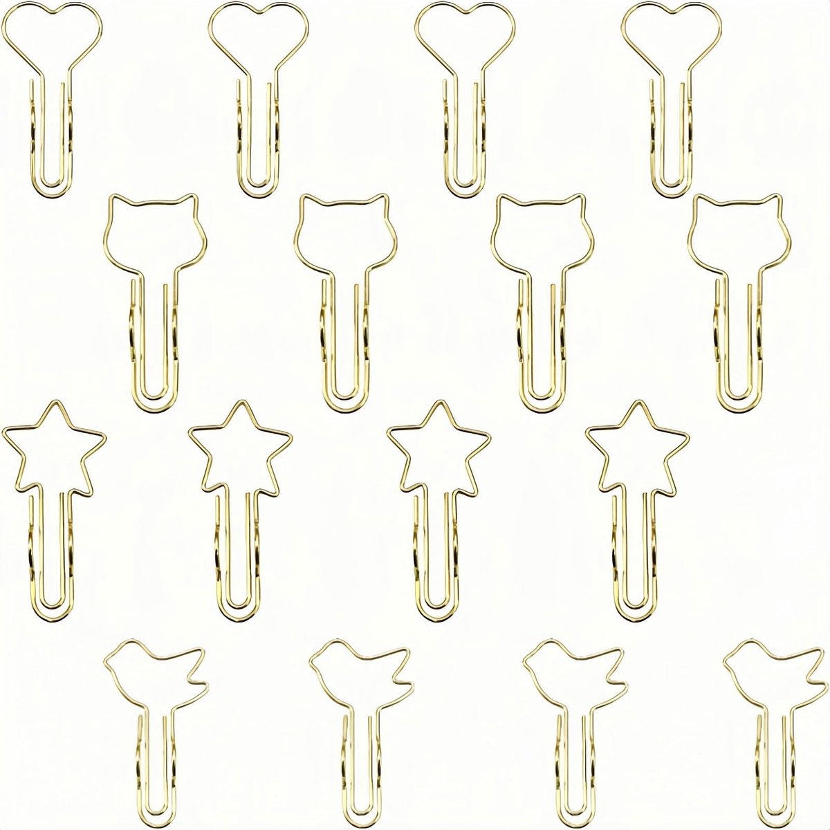 Set van 12 Goudkleurige Metalen Paperclips - 4 Stijlen
