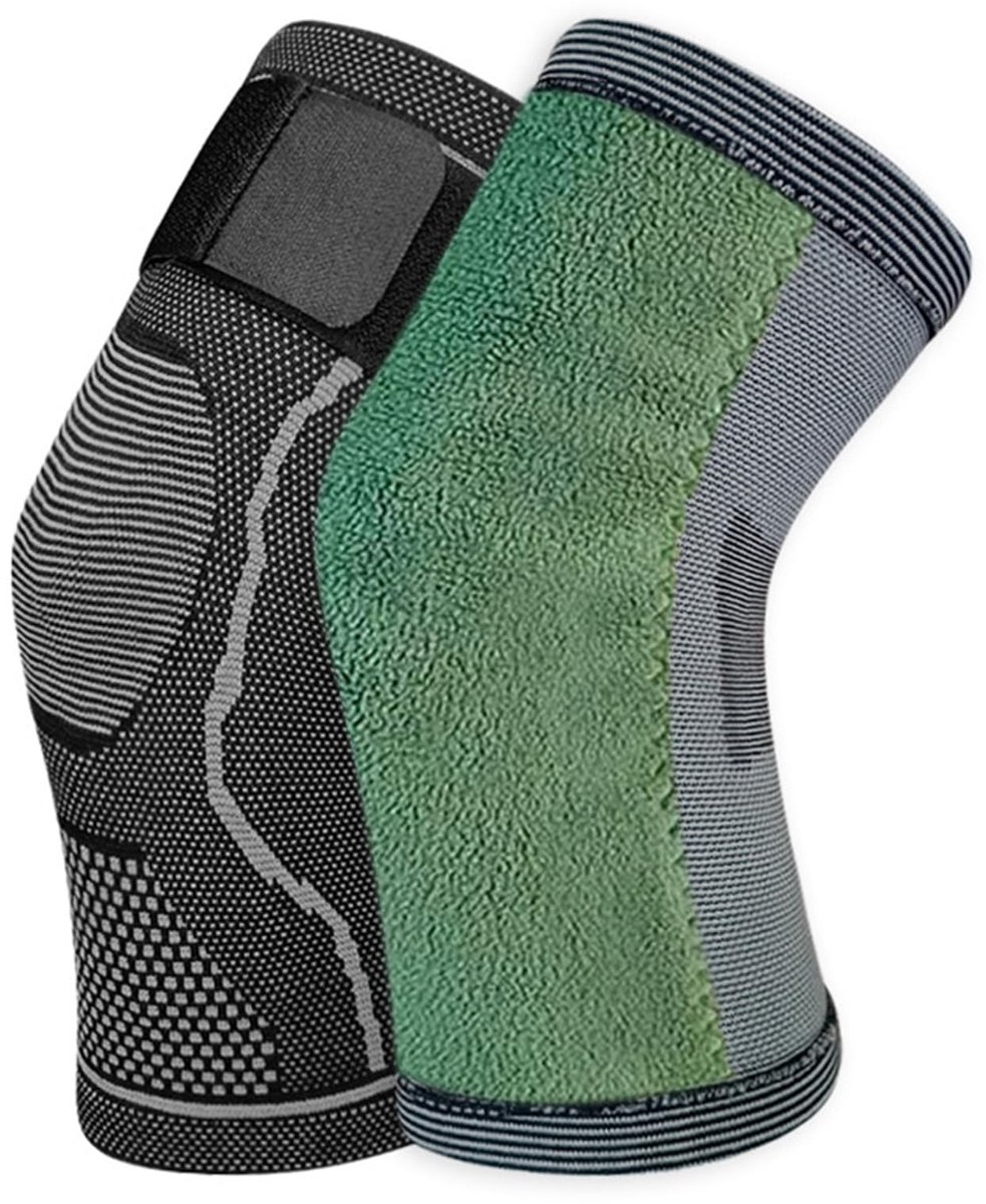 Thermische kniewarmer - Rekbare meniscuskniewrapsteun zwart