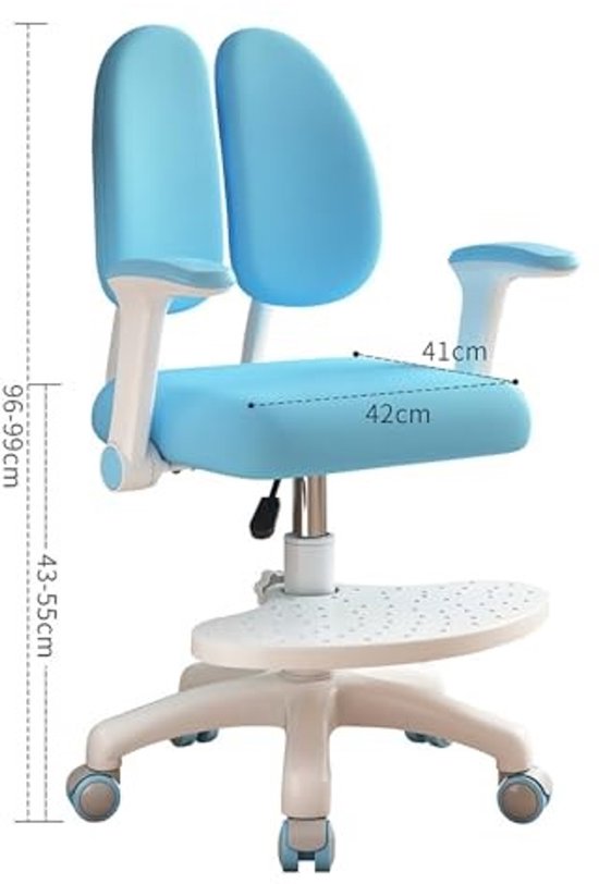 Ergonomische Kinderstudie Stoel - Hoogte Verstelbaar - Blauw — afbeelding 3