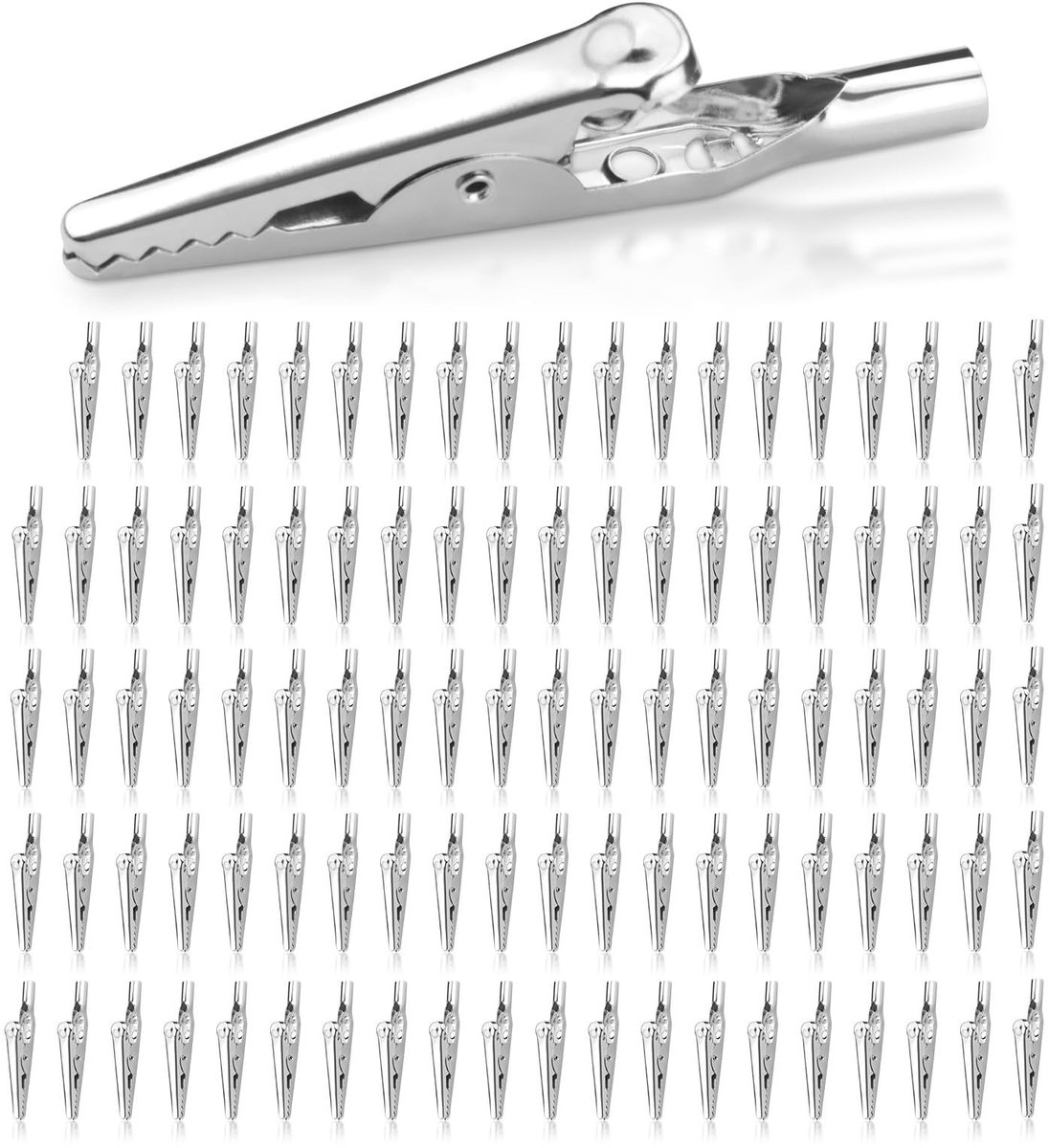 Krokodillenklemmen Set - 100 Stuks Zilver 50,5 mm