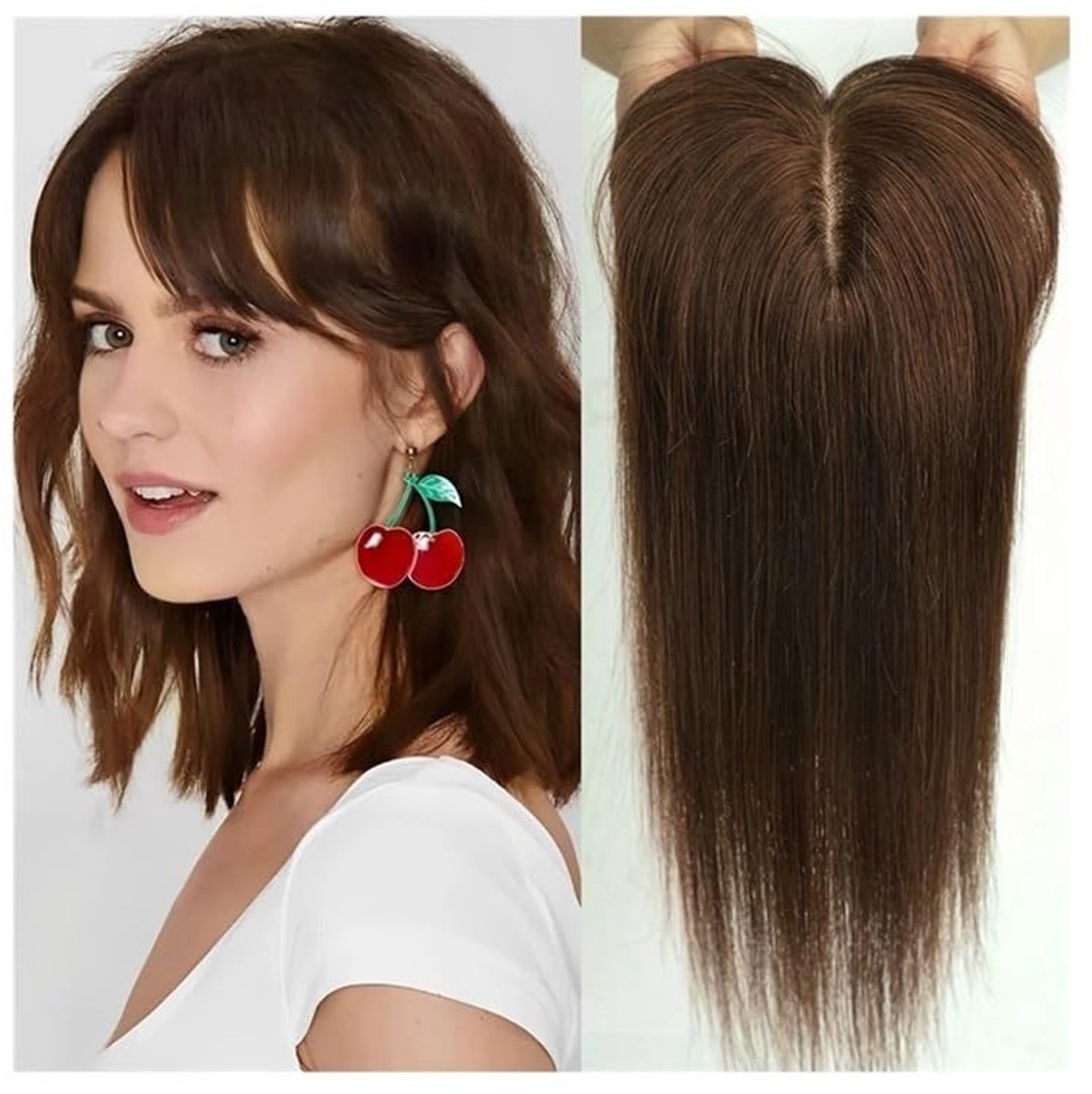 Haar Topper voor Vrouwen - 10 inch Rechte Menselijke Haar met Pony