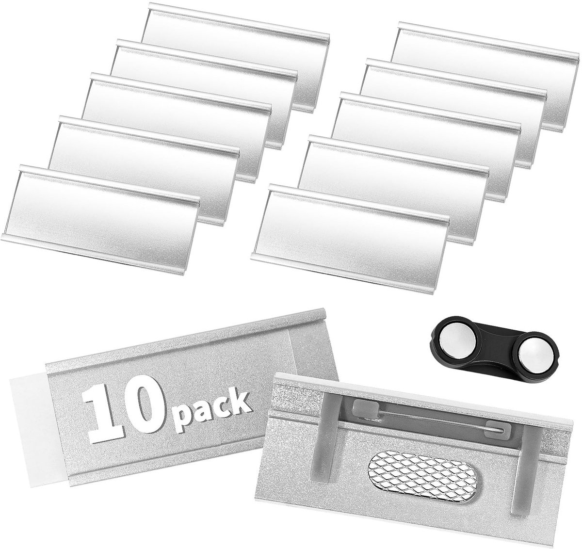 Aluminium Magnetische Naamplaatjes - 10 Stuks - 7 x 3.5 cm