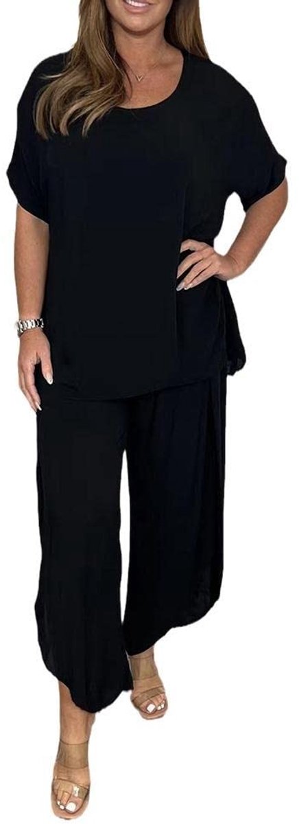 Korte Mouw Top en Broek Set - Casual Effen Kleur