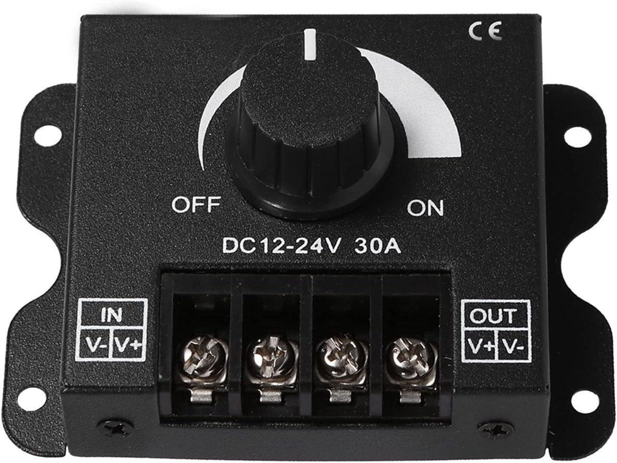 Dimmer Controller voor LED Strip - Handmatige Dimming, Aan/Uit Schakelaar, 12V-24V, 30A, Geschikt voor Verlichting en Decoratie