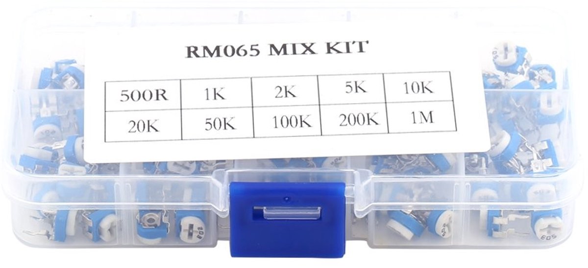 100 stuks variabele weerstanden 500 ohm tot 1 MOhm - Kit met potentiometers voor elektronica projecten en hobby's