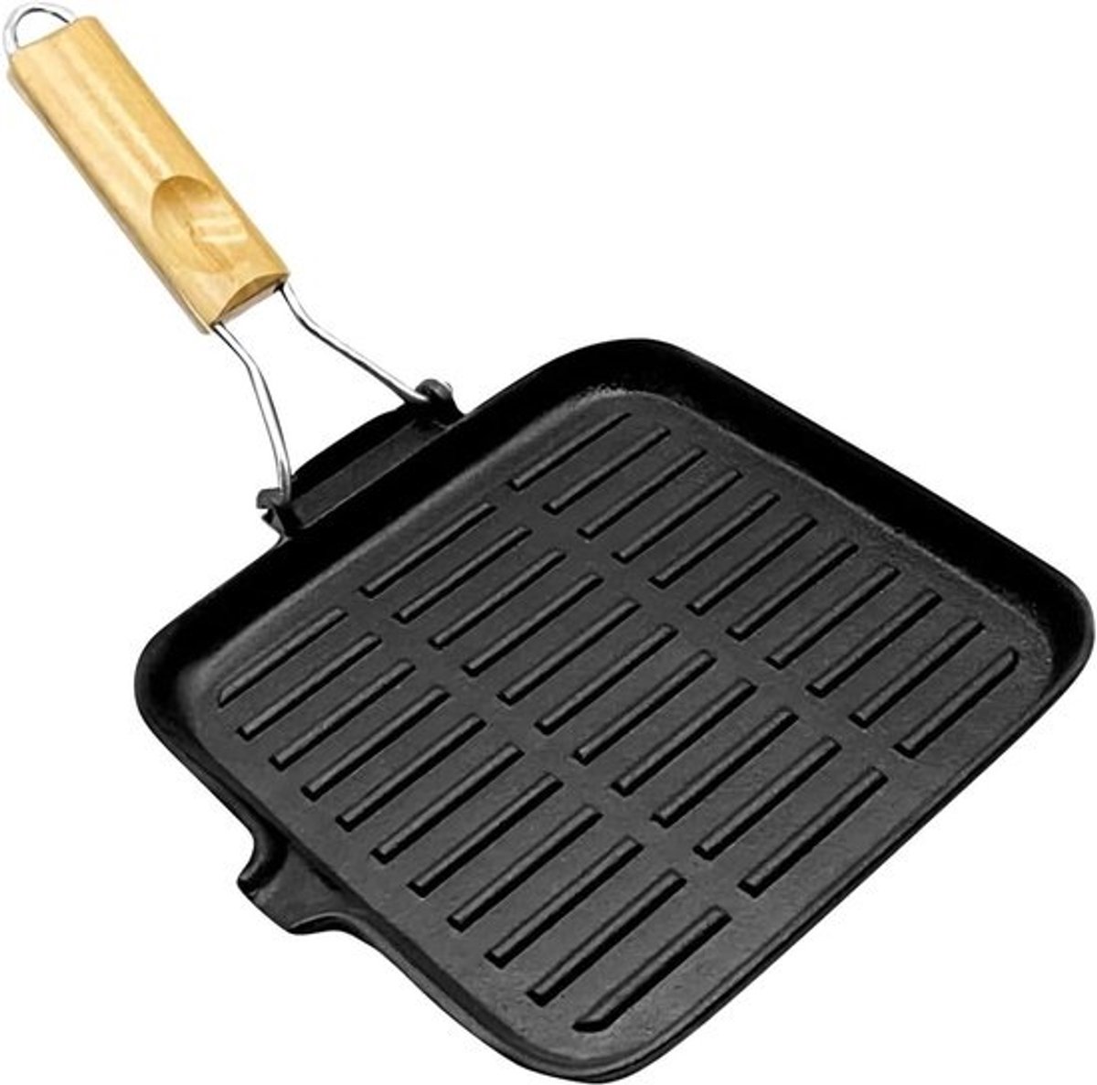 Gietijzeren pan - Koekenpan - Koken en bakken - Hittebestendig handvat - 38x24cm - Zwart