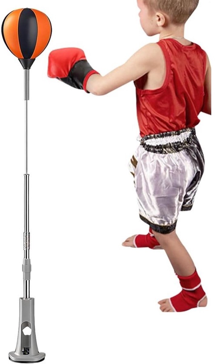 Staande Bokszak - Bokstrainer Trainingsapparaat - Vechtsport Training - Zuignap Stabiliteit - 115-160 cm - Zwart