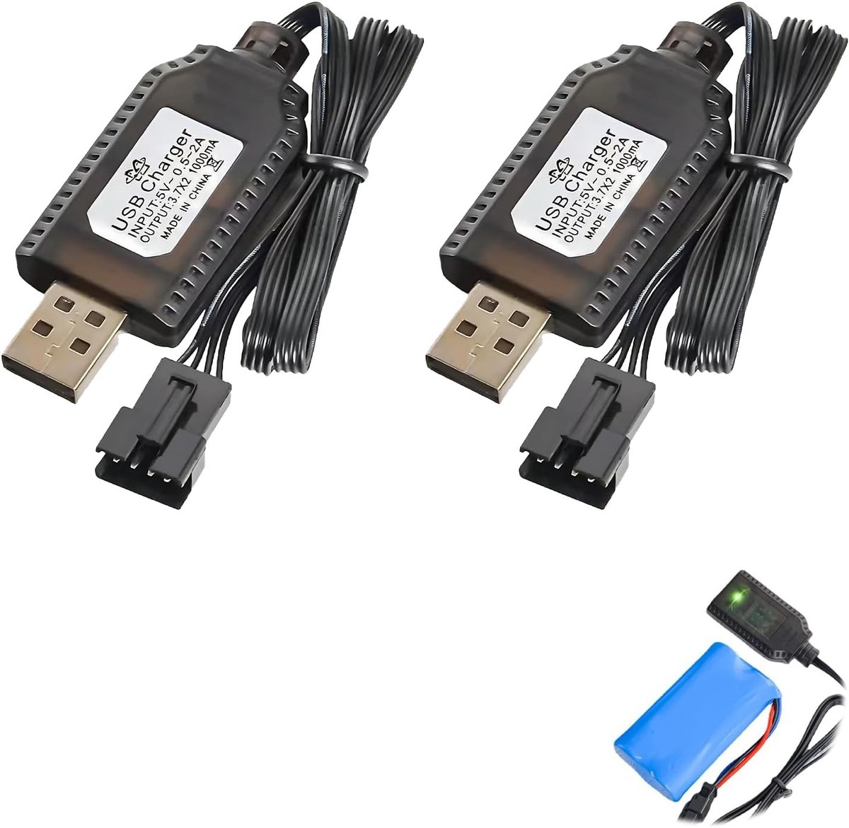 Oplaadbare 7.4V USB Lader voor Li-Po Batterijen - Geschikt voor Auto's, Boten en Drones