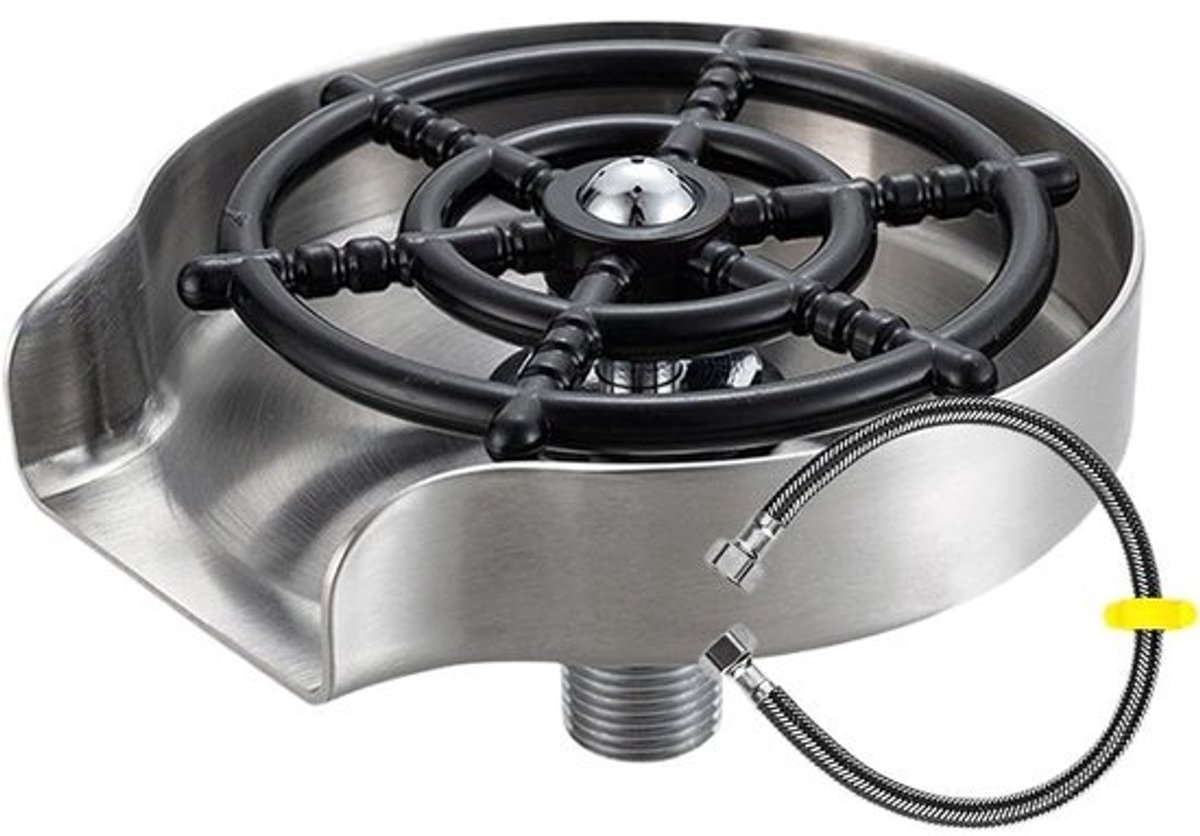 Spoelbak Bekerwasmachine - Bekerreiniger Gootsteen - Snelle Glazen Reiniging - Hogedruk Spoelfunctie - 8.5 x 14 x 8.5 cm - Zilver
