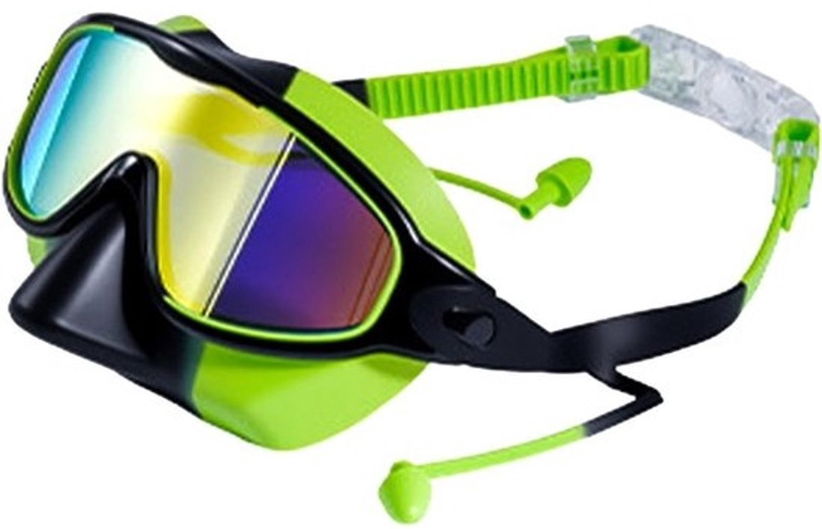 Zwembril Kinderen - Anti-condens Masker - Watersport Plezier - Geïntegreerde Oordopjes - 16.4 cm Breed - Blauw