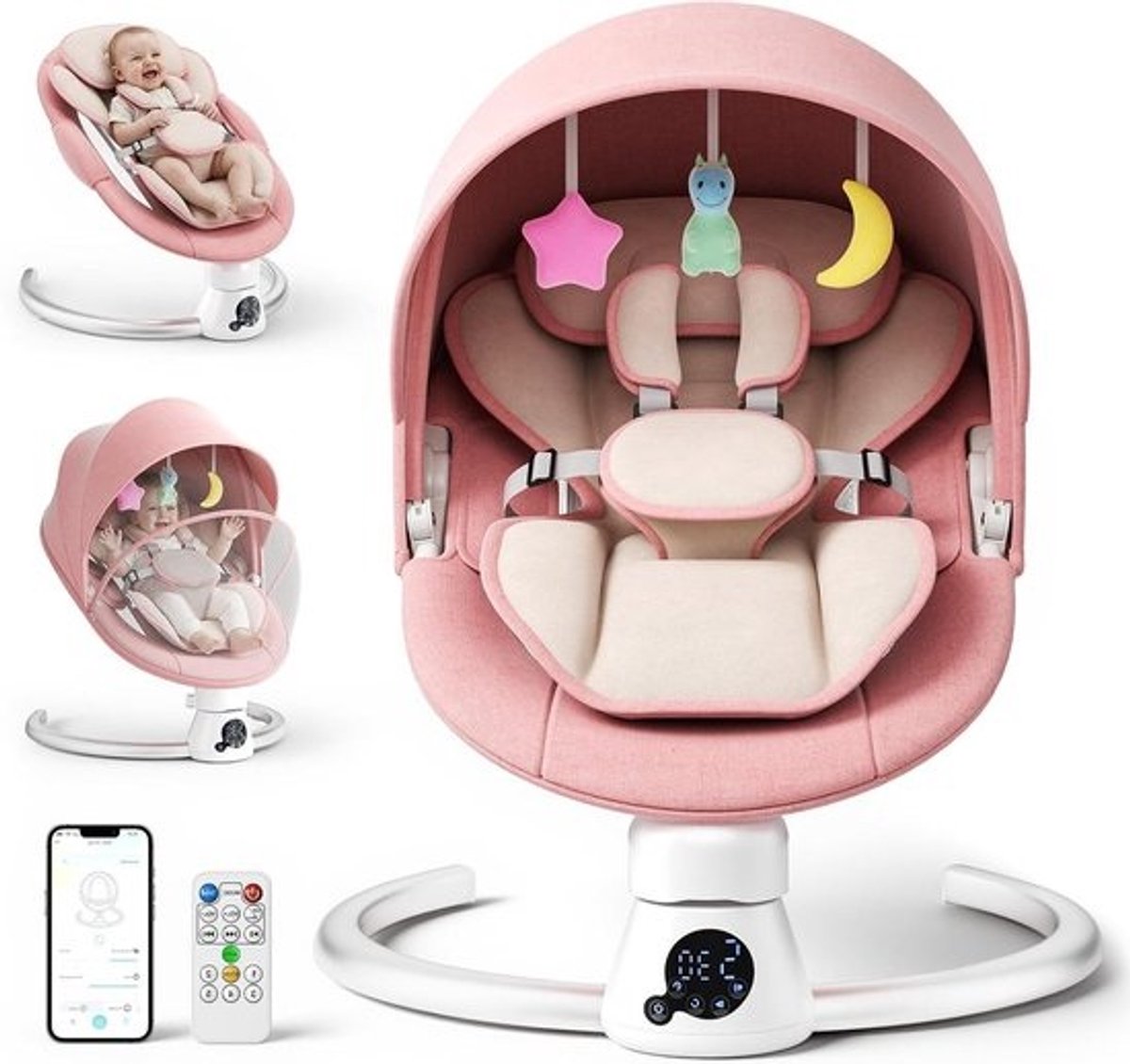 Draagbare Babyschommel - Elektrische Schommelstoel - Baby Vermaken - 5 Schommelsnelheden - 4.5 kg - Zwart
