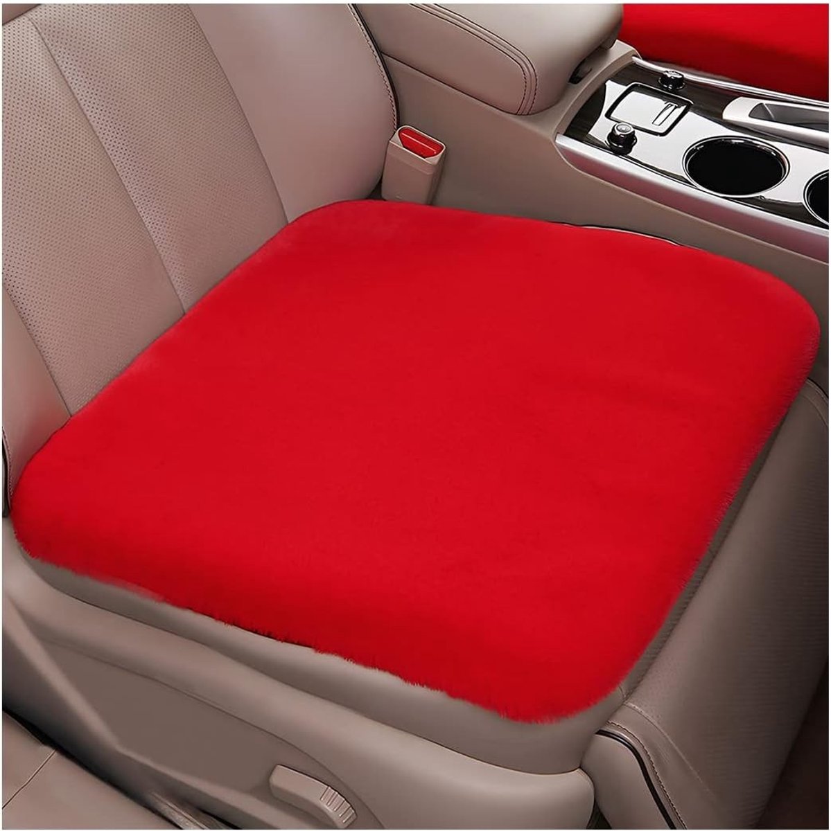 Universele Autostoelkussens, Set van 2, Voorzitbescherming voor Enkele Stoel Zonder Rugleuning, Pluche Comfort en Bescherming voor Autozitplaatsen (Rood)