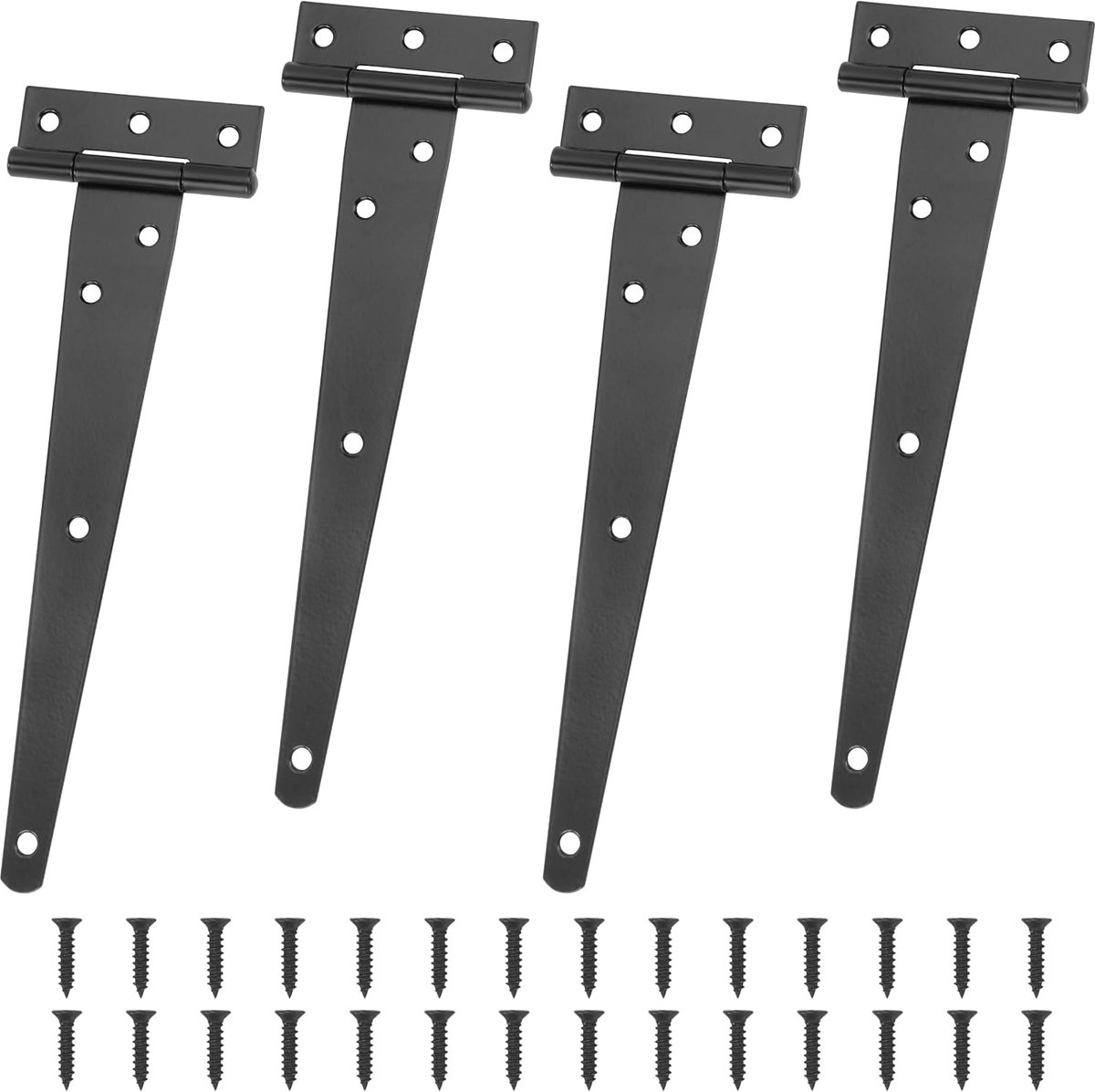KZQ 4-delige T-scharnieren 20 cm - Roestvrij staal - Voor deuren hekken en tuinmeubelen - Zwart