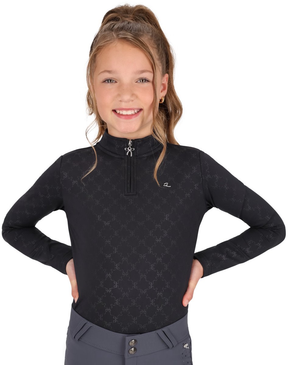 Qhp Sportshirt Livora junior (AW26) Black - 128 | Zwart | Winterkleding ruiter