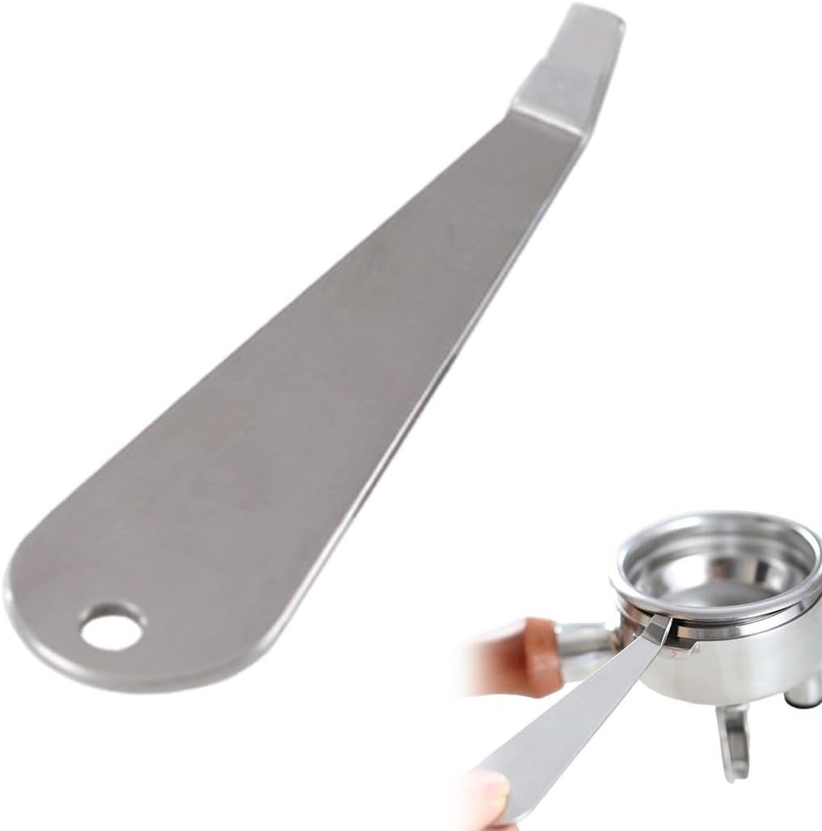 RVS filterhouder met handvat, koffie-accessoires voor espresso, handige ontkoppeltool en strainerhouder