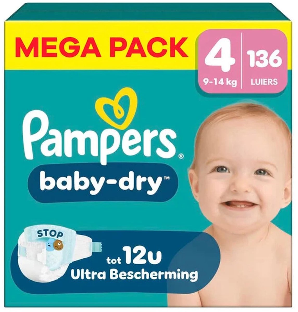 Baby-Dry luiers maat 4 - Mega Pack - 136 stuks - 9-14 kg
