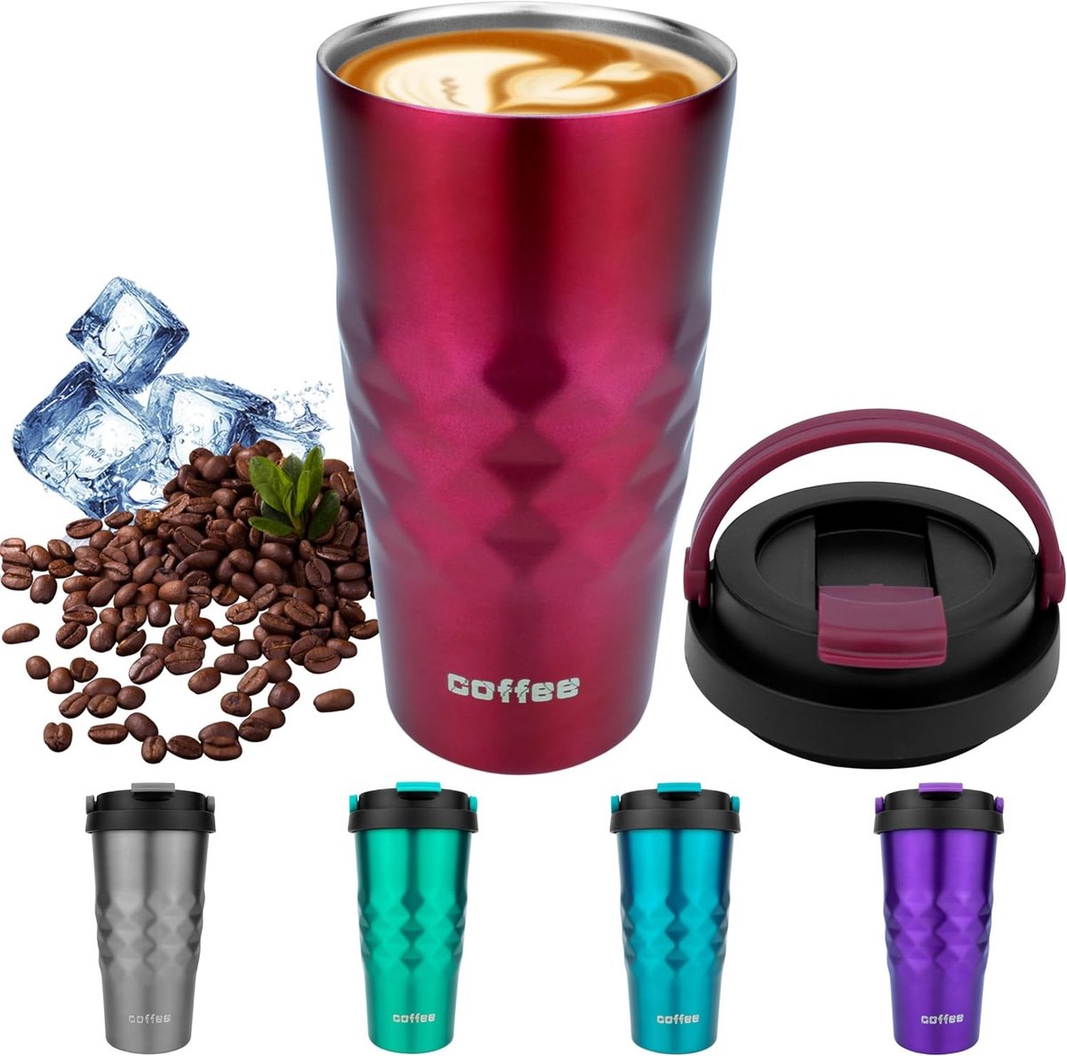 500 ML Thermo Mug Rood - Ideale Koffiemok voor Reizen met Deksel - Perfect voor Koffie en Thee onderweg