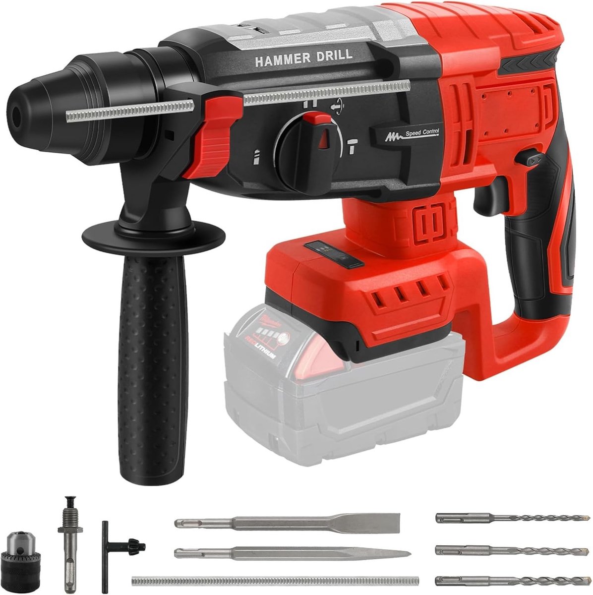 Accu Rotatie Hamer Boor met SDS Plus - 18V, 2.6J Impact, 1250W voor Bouw en Renovatie