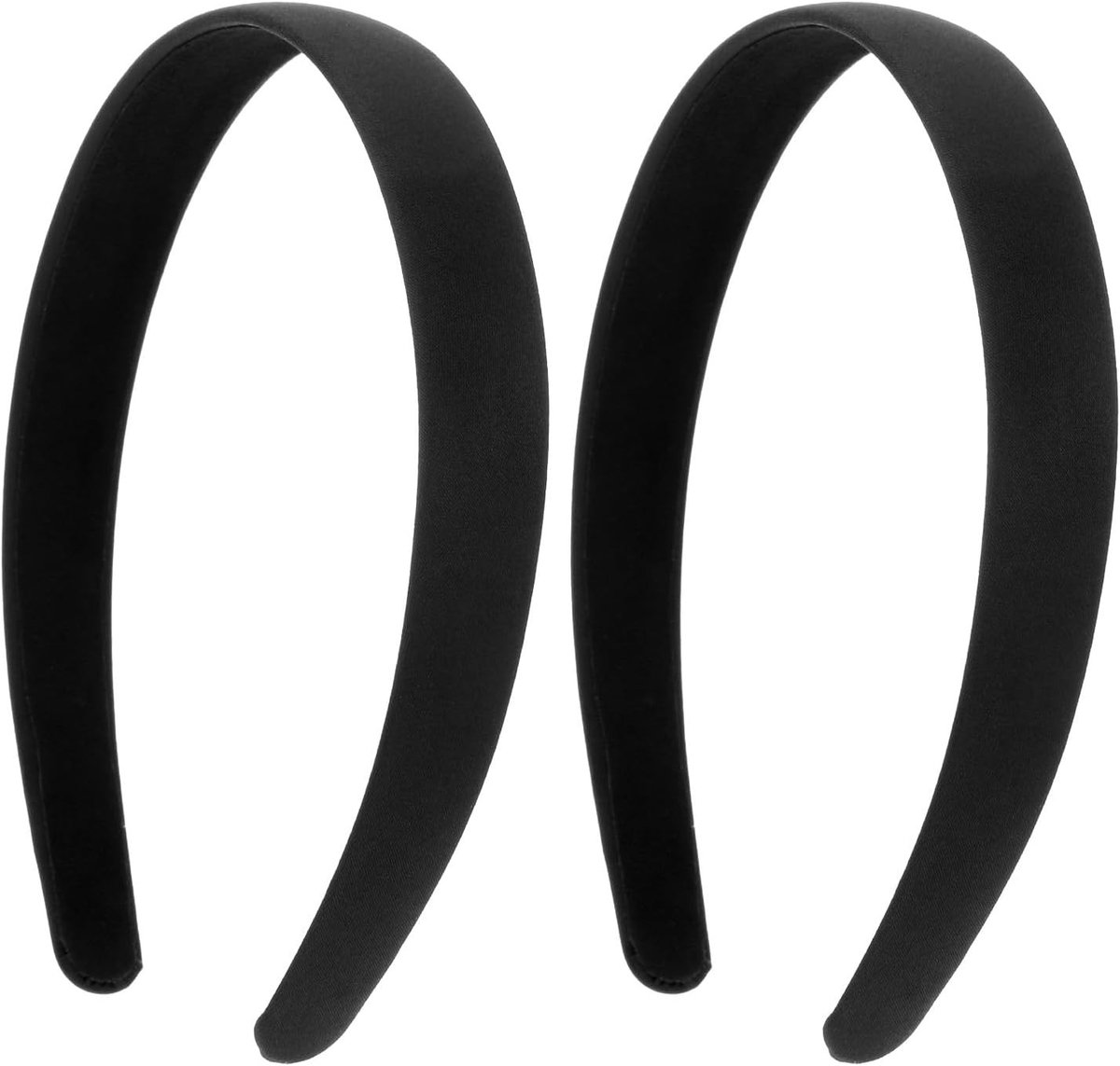 Set van 2 Zwarte Satijnen Haarbanden voor Vrouwen - Non-Slip, Breed en Comfortabel voor Cosplay en Feestkostuums