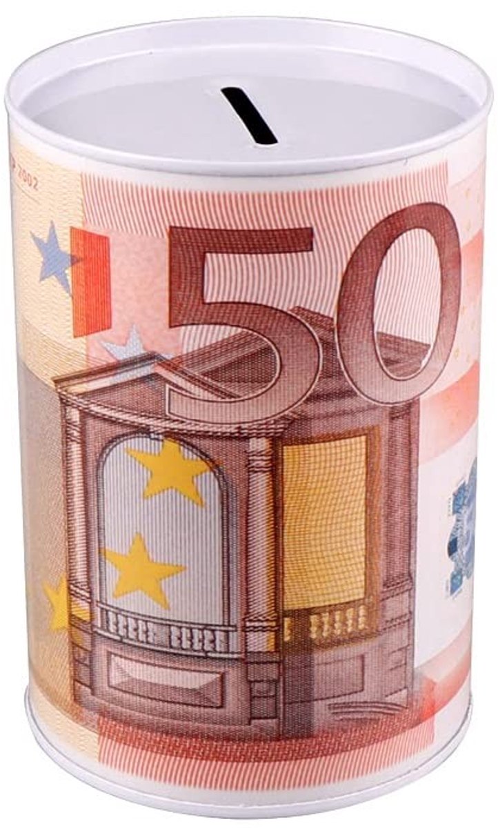 Spaarpot in vintage stijl - Met munten- en biljetcompartiment - 12,5 x 11 cm