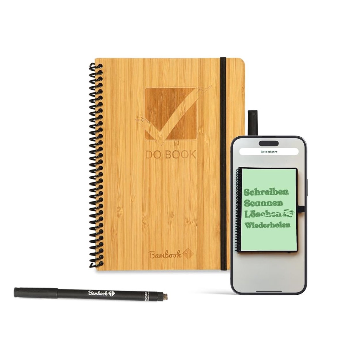 Herbruikbaar Notitieboek - A5 - Bamboo Hardcover met Gratis Pen