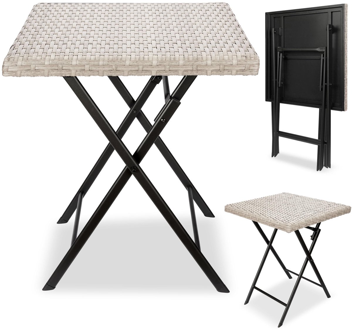 Tuin tafel - Vouwbaar en weerbestendig - 58 x 58 cm - Grijs/beige