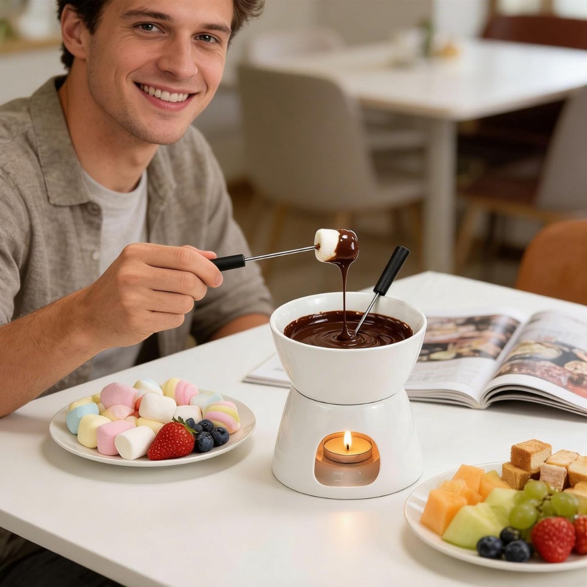 ZRNS® Chocolade Fondue - Fondueset Elektrisch - Kaasfondue Set - Fonduepan – foto 2