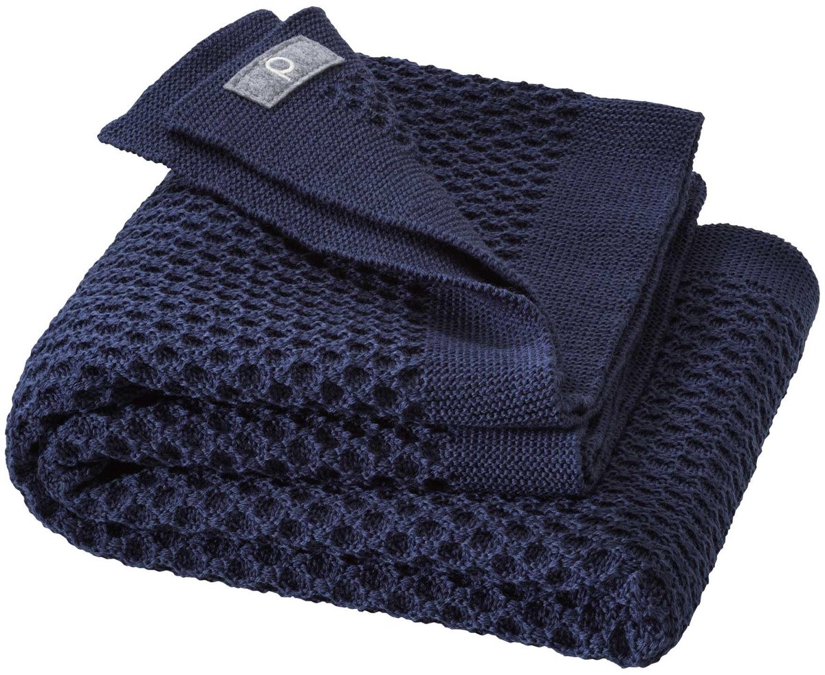 Honeycomb Dekentje voor Baby's en Kinderen - 100% Biologische Merino Wol - 80 x 100 cm - Indigo