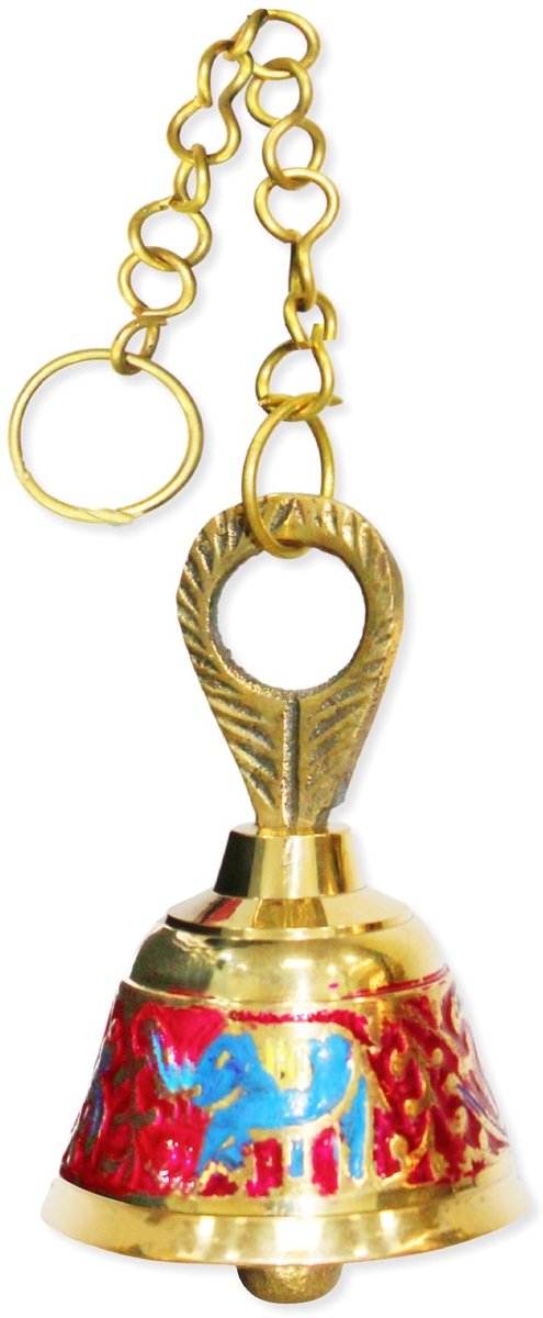 Traditionele Messing Hangbel met Ketting - Multikleurig