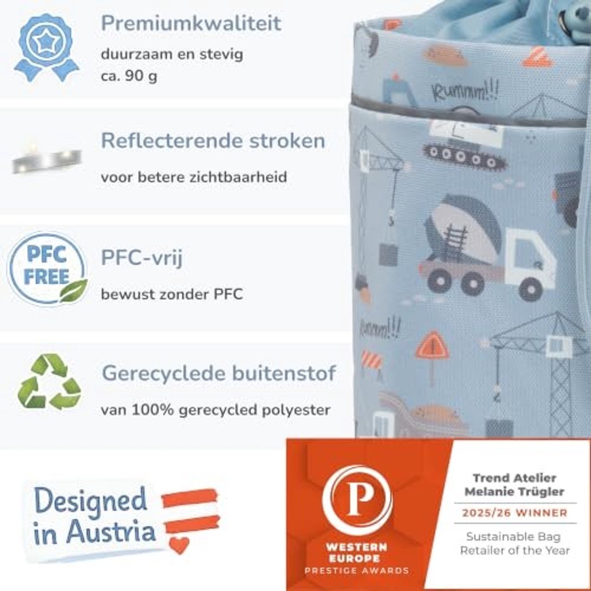 Fietstas voor Kinderen - Reflecterende Stripes - Blauw