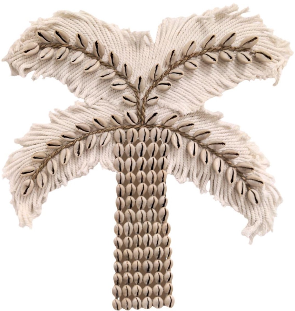Wanddecoratie Palm van Schelpen en Macrame - 30 cm